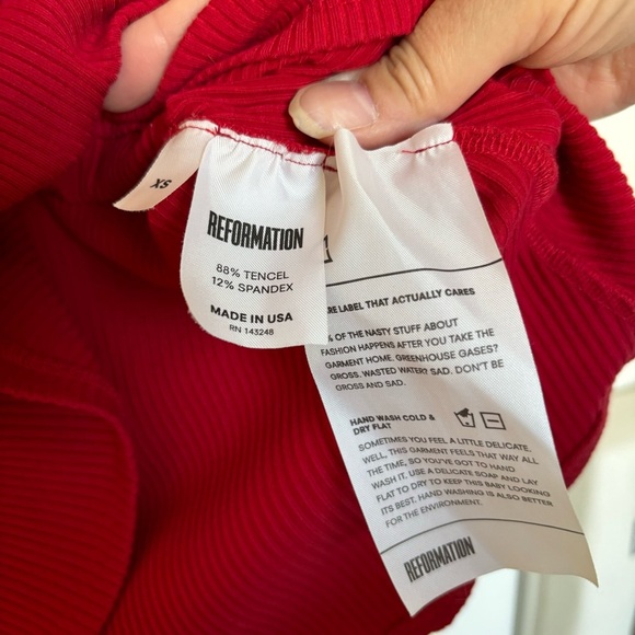 Reformation Ribbed Long Sleeve Red Dress size XS - Picture 5 of 9